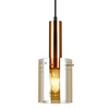 Wisząca LAMPA skandynawska SARDO PND-5581-1-BRO+AMB Italux loftowa OPRAWA szklany ZWIS okrągła tuba mosiądz bursztynowa