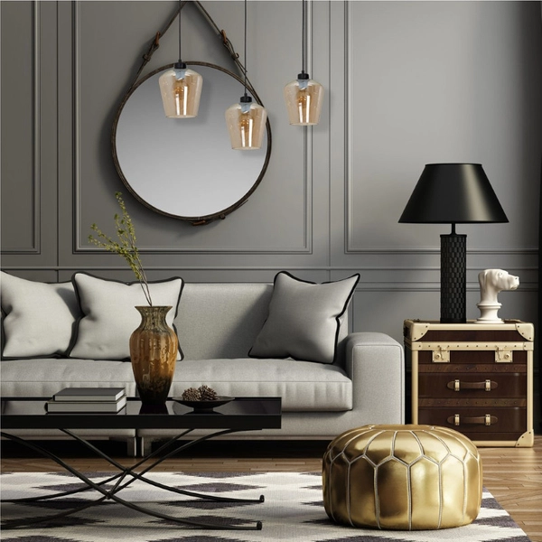 Skandynawska LAMPA wisząca SANTIAGO MLP6610 Milagro szklana OPRAWA loftowy ZWIS kaskada czarna bursztynowa