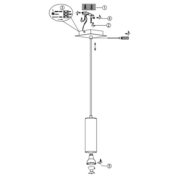 Wisząca tuba czarna VANTOS DL132312400 punktowa lampa zwis do biura