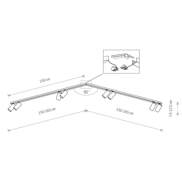 Ruchoma lampa natynkowa Mono 7721 czarna listwa minimalistyczna