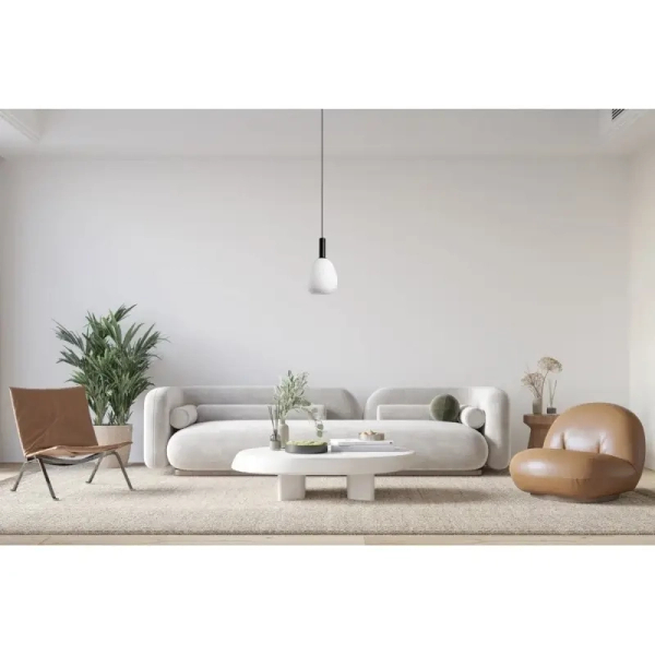 Owalna lampa wisząca Gater PND-23541-1-BK-OP szklana nad wyspę biały czarny