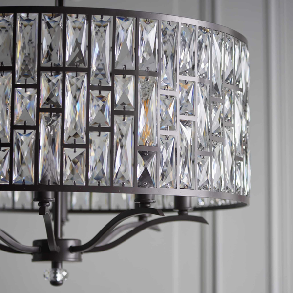 Wisząca lampa glamour Bele 69391 Endon kryształ czarny okrąg przezroczysty