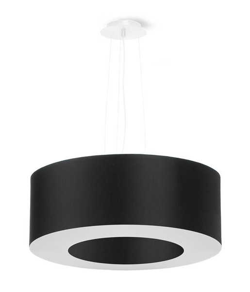 Abażurowa LAMPA wisząca SL.0748 okrągła OPRAWA zwis materiałowy czarny