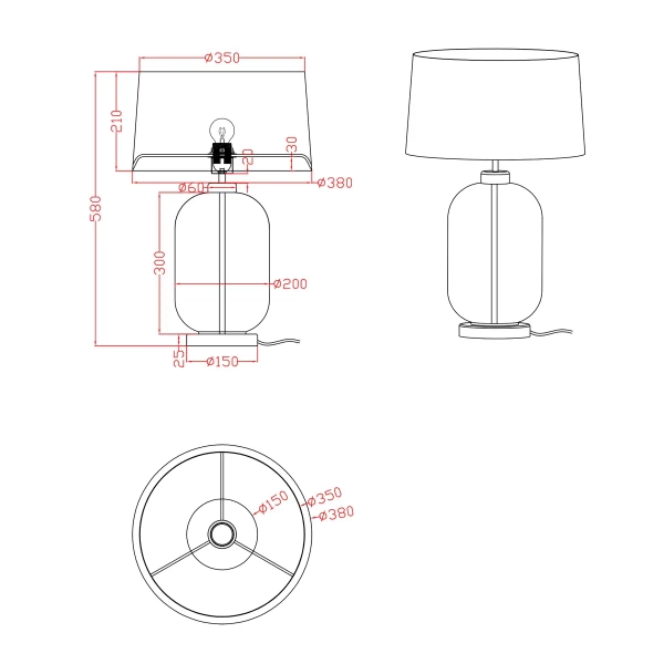 Stołowa lampa do salonu Amur LP-919/1T smoked przydymiona czarny