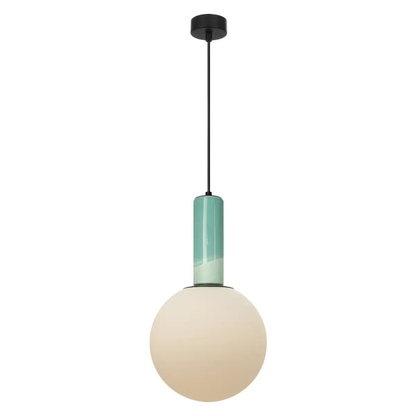 Szklana lampa wisząca RAINBOW P0692 turkusowa kulista 1xE27 regulowana