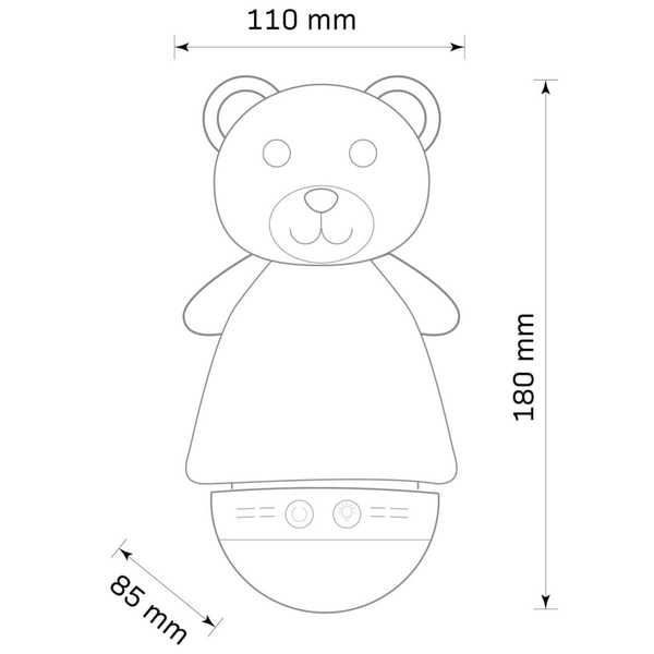 Lampka dziecięca nocna MIŚ 326751 z melodyjką RGB animals brązowa biała