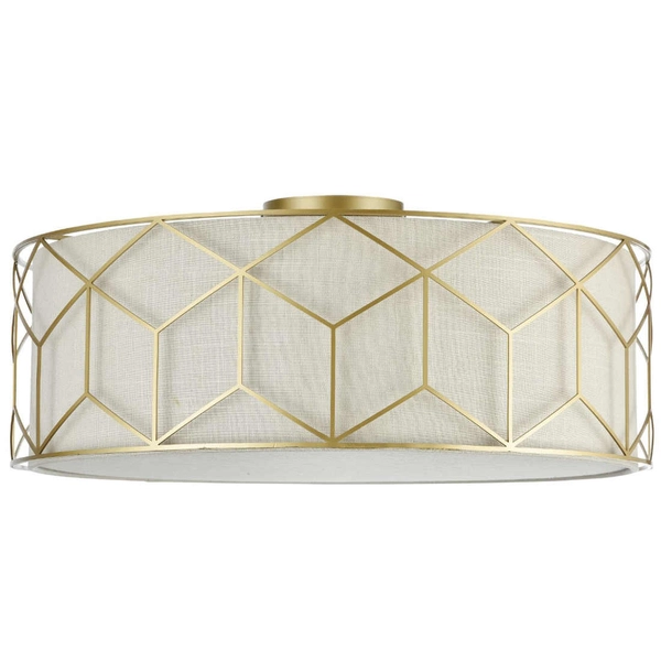 Plafoniera LAMPA sufitowa MESSINA H223-PL-05-G Maytoni okrągła OPRAWA abażurowy plafon złoty beżowy