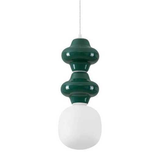 Lampa ceramiczna wisząca VILROSA LE44559 do salonu ciemnozielona biała