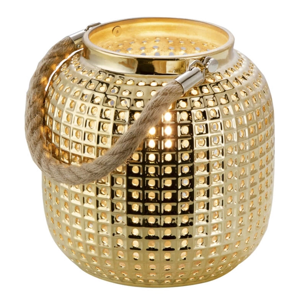 Dekoracyjna stołowa lampka Bola 50770145 ryflowana porcelana złoty