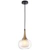 Szklana lampa wisząca Konila PND-99709-1-BRO-CL do pokoju kula mosiądz