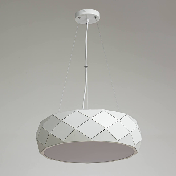 LAMPA wisząca REUS LP-8069/1P WH Light Prestige geometryczna OPRAWA okrągła zwis metalowy biały