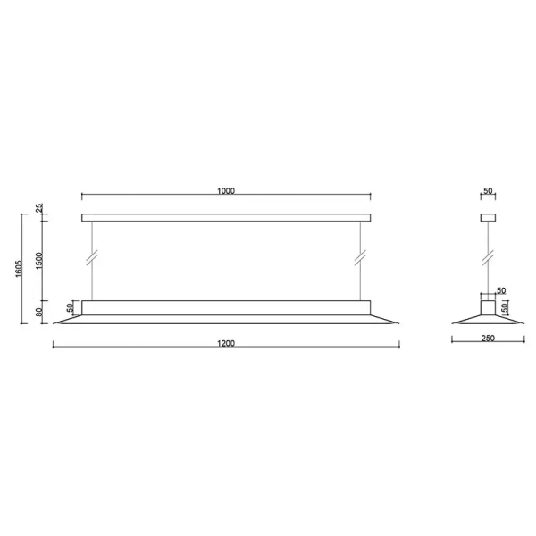 Podłużna zwisająca lampa Yottsu YOB653P02 LED 19,2W 3000K żółty