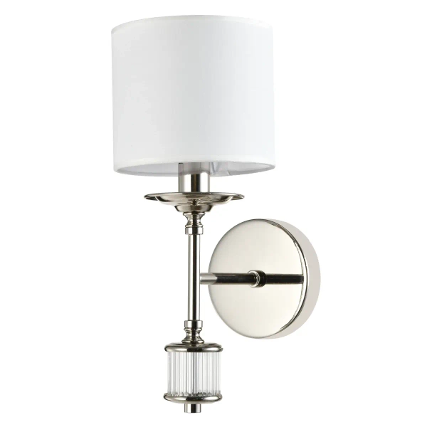 Abażurowa lampa ścienna SUTTON W01460NI-WH nikiel biała