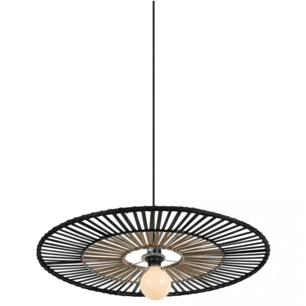 Bambusowa lampa wisząca 19105 okrągła do jadalni nad stół czarny