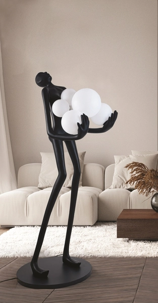 Metalowa lampa podłogowa Atlas B AZ4985 kule balls czarna