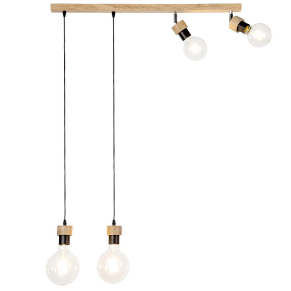 Lampa wisząca CLARTE 32749474 drewniana zwis belka czarna drewno