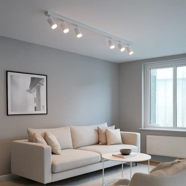 Minimalistyczna sufitowa lampa Pipe Ring Spot ML2076 belka biały