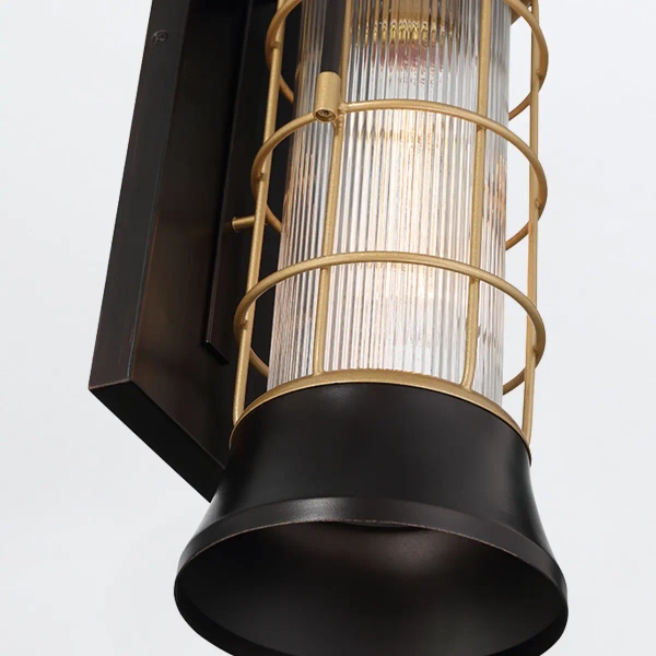 Elewacyjna lampa Rivamar QN-RIVAMAR-M-BLK-GD IP44 lampion złoty czarny