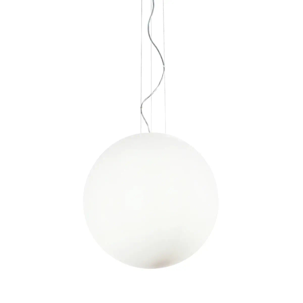 Lampa szklana wisząca Mapa biała 1xE27 42W okrągła nad wyspę kula ball 32122