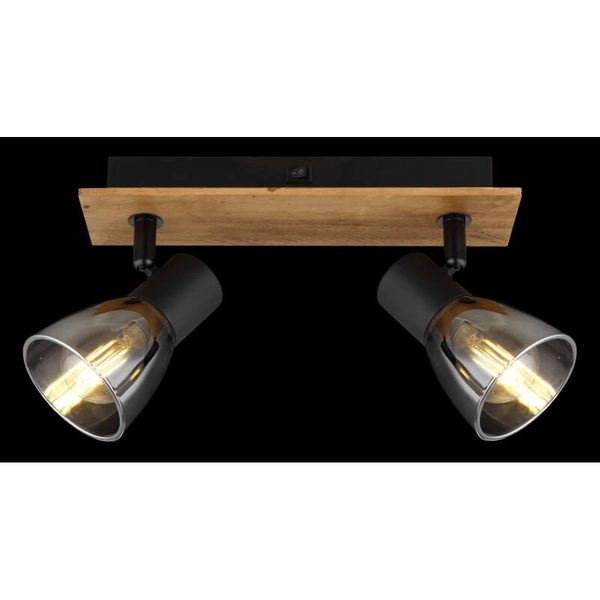 Lampa sufitowa Claude 54307-2W z regulacją drewno przydymiona