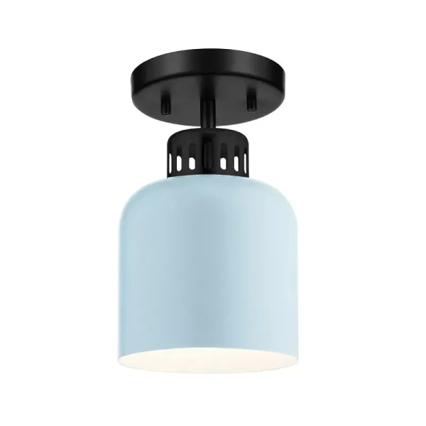Lampa wisząca nad stół York jasnoniebieska czarna 1xE27 metalowa do kuchni ELS-YORK-MP-BLK-PB