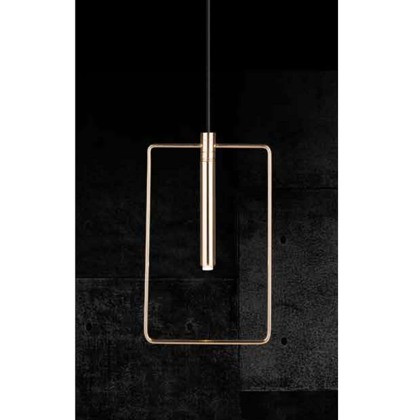 Wisząca lampa FARO 0545 prostokątna metalowy zwis ramka frame złoty
