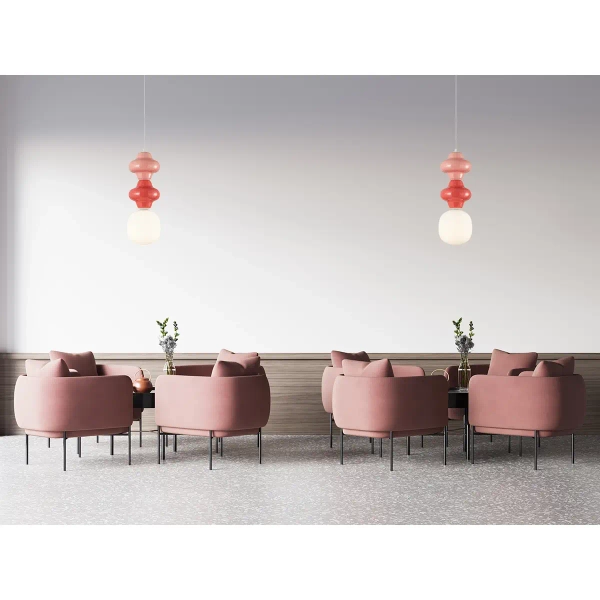 Lampa ceramiczna wisząca Latera PND-94331C-1S-MLTI różowa