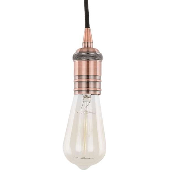 Industrialna LAMPA wisząca ATRIUM DS-M-036 RED COPPER Italux przewód OPRAWKA metalowa ZWIS loftowy miedziany