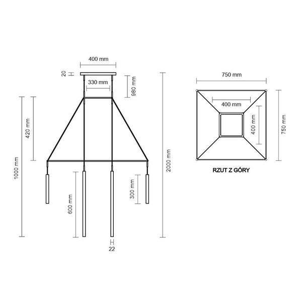 Wisząca lampa industrialna ALHA 9010 Dohar metalowe tuby czarne