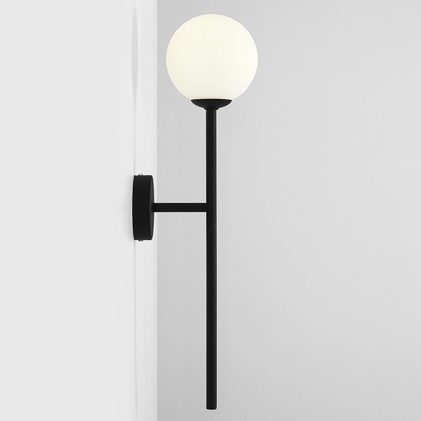Ścienna lampa kulista Bosso 1087C1 Aldex kinkiet do sypialni czarny