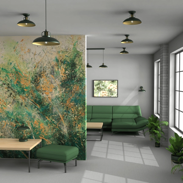 Industrialna lampa wisząca Felix do salonu zielona złota