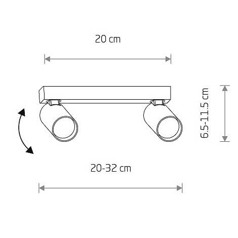 Metalowa lampa regulowana sufitowa Fourty 10737 tuby podwójne czarne