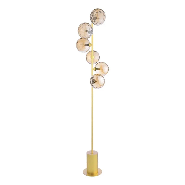 Molekułowa lampa podłogowa Spiral SPI4935-11 kule bursztynowe złoty