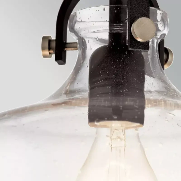 Lampa wisząca nad wyspę Hampton przezroczysta grafitowa szklana 1xE27 ELS-HAMPTON-P-GR