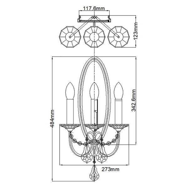Ścienny kinkiet kryształowy Valentina FE-VALENTINA-W3 Feiss crystals brązowe