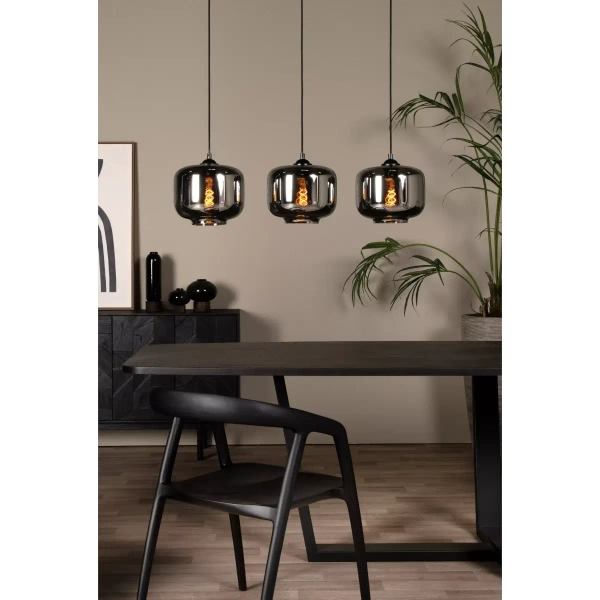 Szklana lampa zwieszana MEDINE 46413/03/65 Lucide szary przydymiony