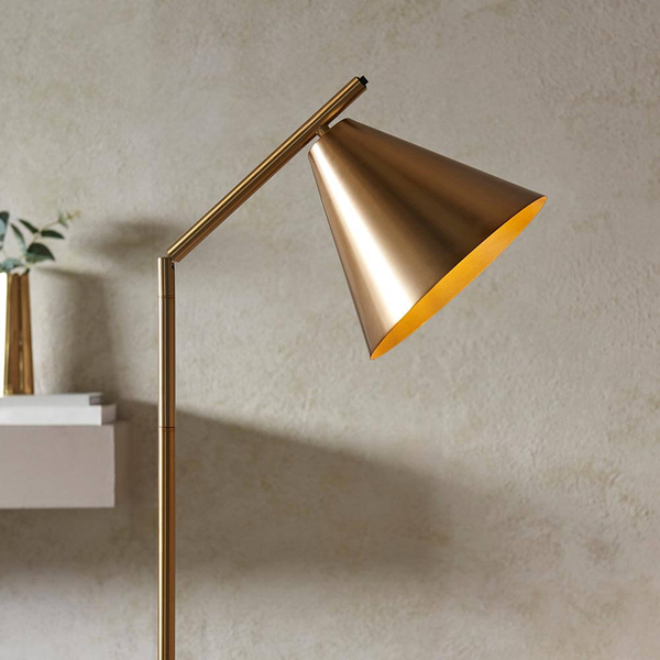 Regulowana lampa podłogowa 102369 Endon stożkowa do pokoju mosiądz