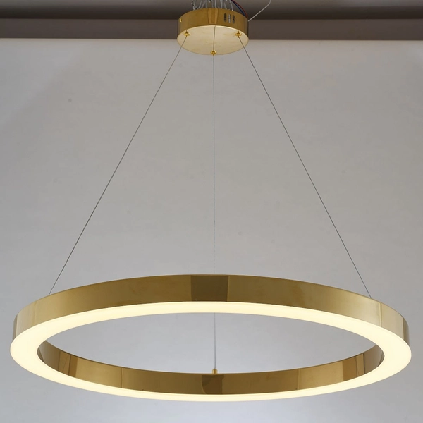 LAMPA wisząca SLIM/000083/3000/G MDECO okrągła OPRAWA ring ZWIS LED 57W 3000K metalowy złoty