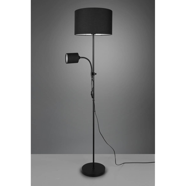Stojąca lampa abażurowa OWEN R40192002 tkaninowa z wtyczką czarna