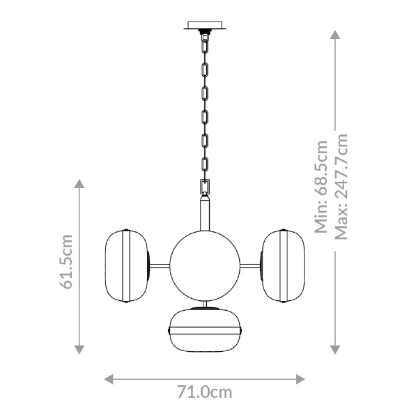 Lampa wisząca Nottingham QN-NOTTINGHAM-5P-AB retro złoty przezroczysty
