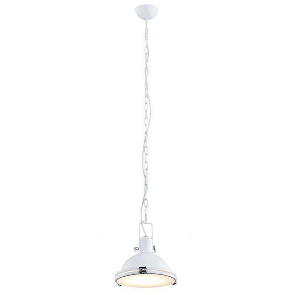 Industrialna LAMPA wisząca NAUTILIUS M 10265101 Kaspa metalowa OPRAWA okrągły ZWIS na łańcuchu biały