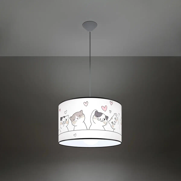 Lampa wisząca do pokoju dziecięcego CAT SL.1419 z abażurem kolorowa
