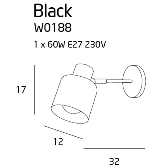 Jadalniany kinkiet BLACK W0188 Maxlight loft metalowy czarny