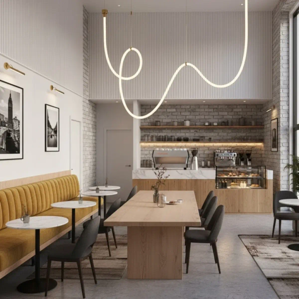 Lampa wisząca SNAKE MD1021-4 biała złota metal PVC LED 60W 3000K 4M wąż ledowy nowoczesna