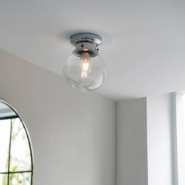 Kulista lampa sufitowa Cheswick 96138 IP44 chrom przezroczysty