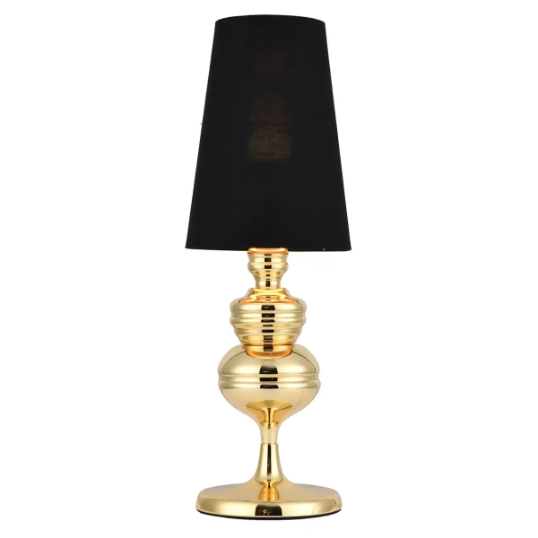 Klasyczna lampa stołowa Queen MT-8046-18 black gold Step z abażurem czarna złota