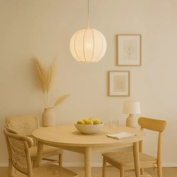 Skandynawska lampa wisząca Dana ML1805 kula tkanina biały