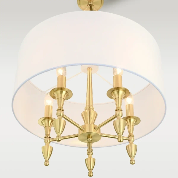 Wisząca lampa z abażurem Austin P05197BR-WH Cosmolight biały mosiądz