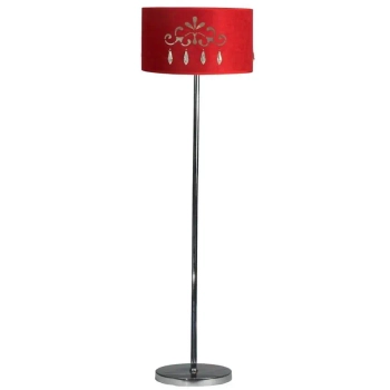 Podłogowa lampa z abażurem DECOR 51-81158 do sypialni czerwona