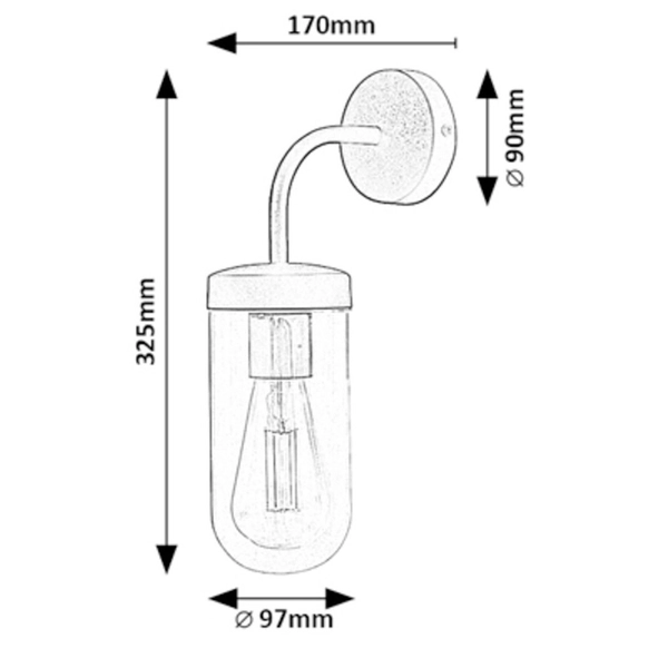 Czarna lampa ścienna Yago nad lustro do łazienki przezroczysta